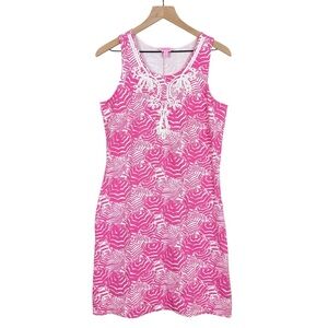 Lilly Pulitzer Foster Shift Dress Womens Large Oh Cabana Boy Embroidered Coastal